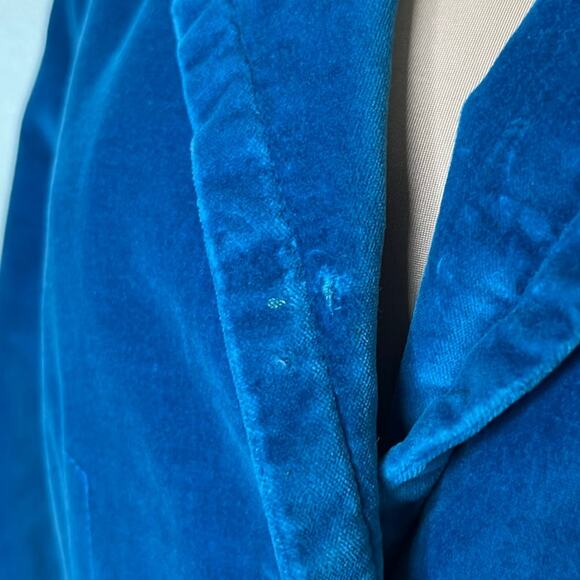 Lucky Brand Velvet Blazer Jacket Large Womens Blue Career Work Chic Velour Slit - Picture 9 of 9